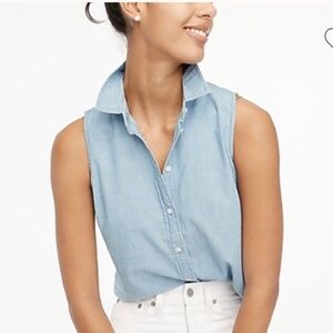 Jcrew Factory Chambray Sleeveless button up size Large